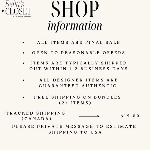 Bella's Closet SHOP POLICY/INFORMATION - Picture 1 of 1
